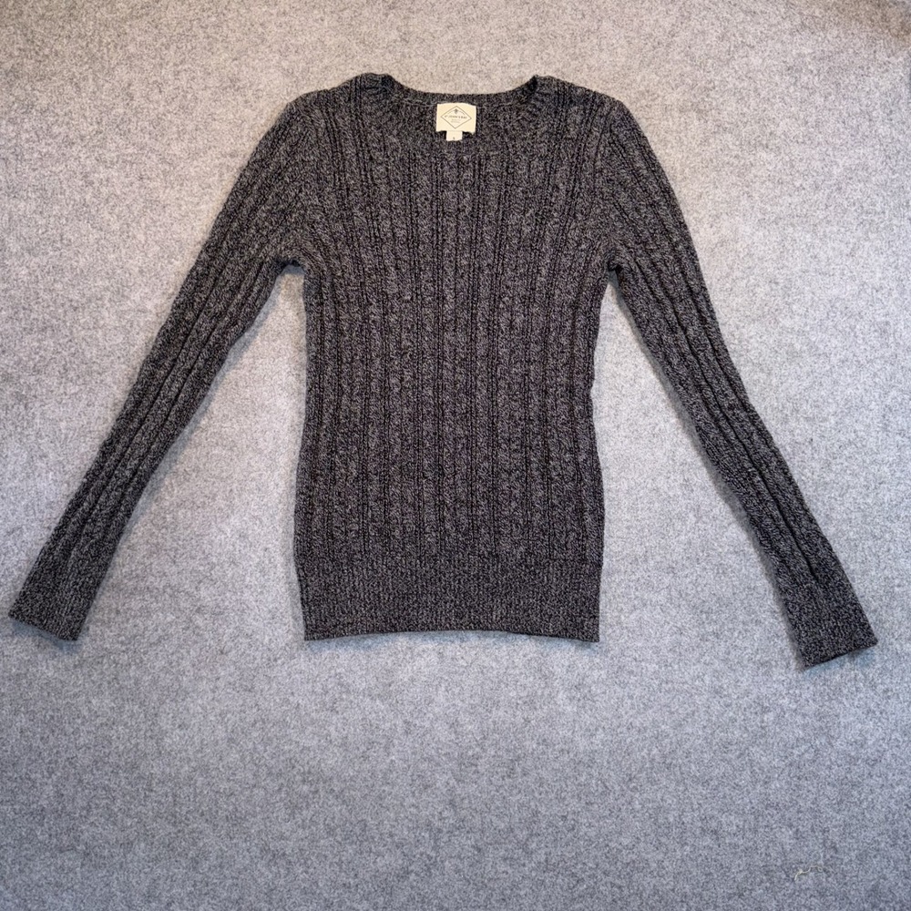 St. John's Bay‎ Cable Knit Sweater Small Gray Marled Cotton Blend